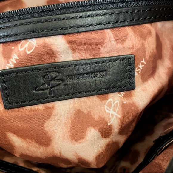 B. Makowsky Black Leather Shoulder Bag - Picture 13 of 15